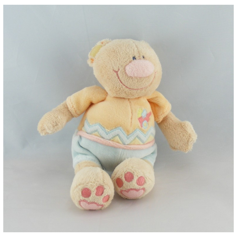 Doudou semi plat ours orange brouette NATTOU