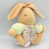 Doudou musical accordéon lapin beige vert rose fleurs KALOO