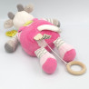 Doudou musical vache rose gris poussin foulard vert NICOTOY