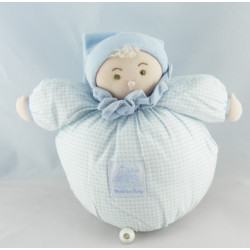 Doudou poupée lutin vichy bleu MOULIN ROTY