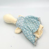 Doudou marionnette Oie canard la grande famille robe bleue fleurs Moulin Roty