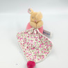 Doudou lapin Poupi rose beige fleurs mouchoir BABY NAT