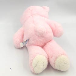 Ancienne peluche ours rose blanc AJENA