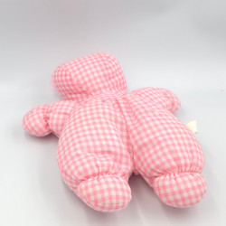 Ancienne poupée chiffon rose vichy col blanc