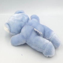 Doudou ours bleu rubans blanc motifs AJENA