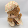 Ancienne peluche ours marron pyjama bonnet coeurs FISHER PRICE