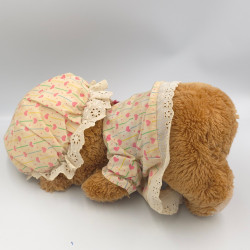 Ancienne peluche ours marron pyjama bonnet coeurs FISHER PRICE