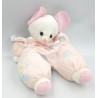 Ancien doudou souris blanche beige rose FANFOUN