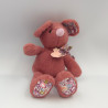 Doudou souris rose prune fleurs HISTOIRE D'OURS