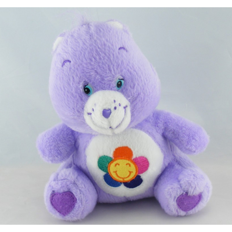 Peluche Bisounours mauve violet Grosfasol fleur CARE BEARS 20 cm