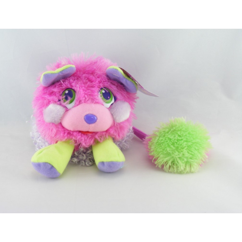 Peluche Popples frisé violet rose bleu + popples rouge bleu