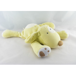 Doudou chien couché vert cocard blanc OBAIBI