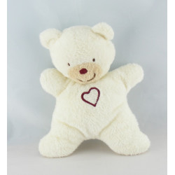 Doudou semi plat ours blanc coeur KIABI