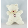 Doudou semi plat ours blanc coeur KIABI