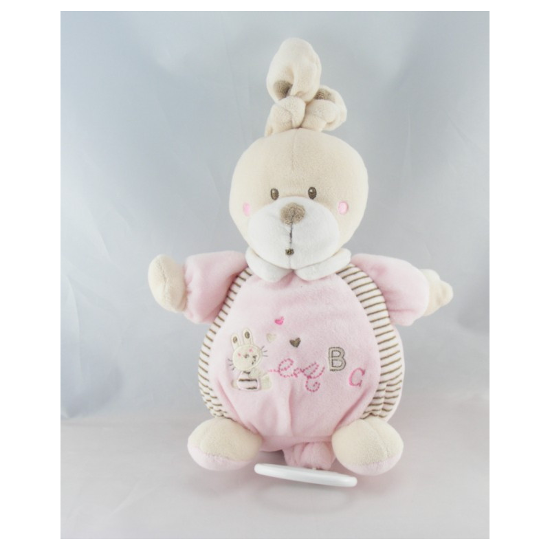 Doudou musical lapin rayé bleu ABC NICOTOY