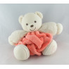 Doudou ours plume blanc orange  rose saumon KALOO