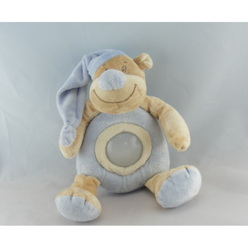 Doudou ours beige Tom bonnet bleu coeur DOUKIDOU 30 cm