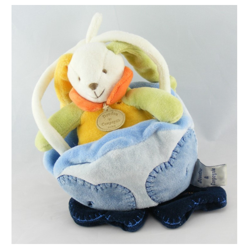 Doudou et compagnie musical lapin vert jaune nuage bleu