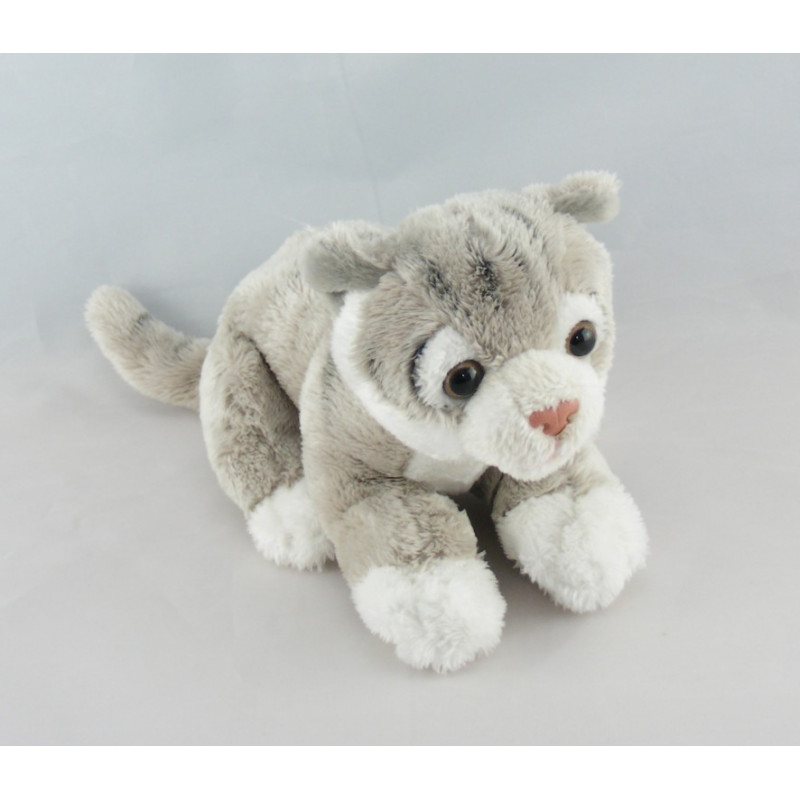 Doudou chat beige marron qui miaule NICOTOY 