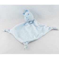 Doudou plat bleu vert lapin VERTBAUDET