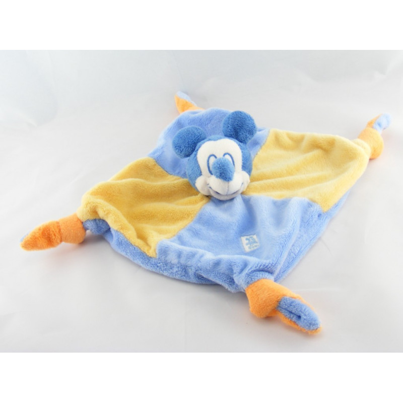 Doudou plat Mickey bleu jaune DISNEY