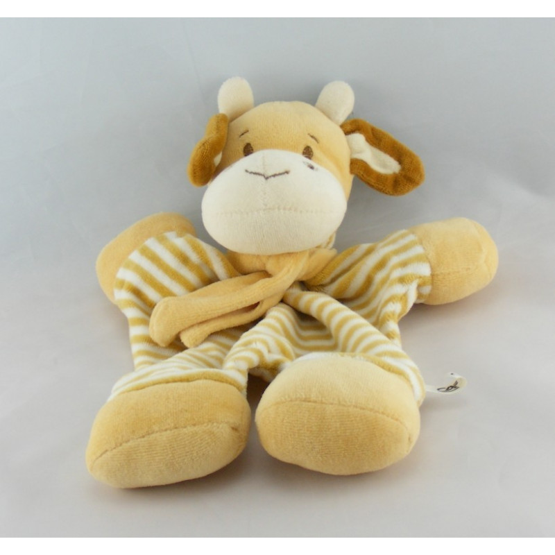 Doudou plat girafe rayé beige TIWI CREDIT AGRICOLE CA