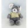 Doudou éléphant gris pull rayé jaune NICOTOY