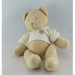 Doudou ours beige pull short en laine blanc beige NICOTOY