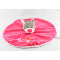 Doudou plat hippopotame rose vert orange chenille KIABI