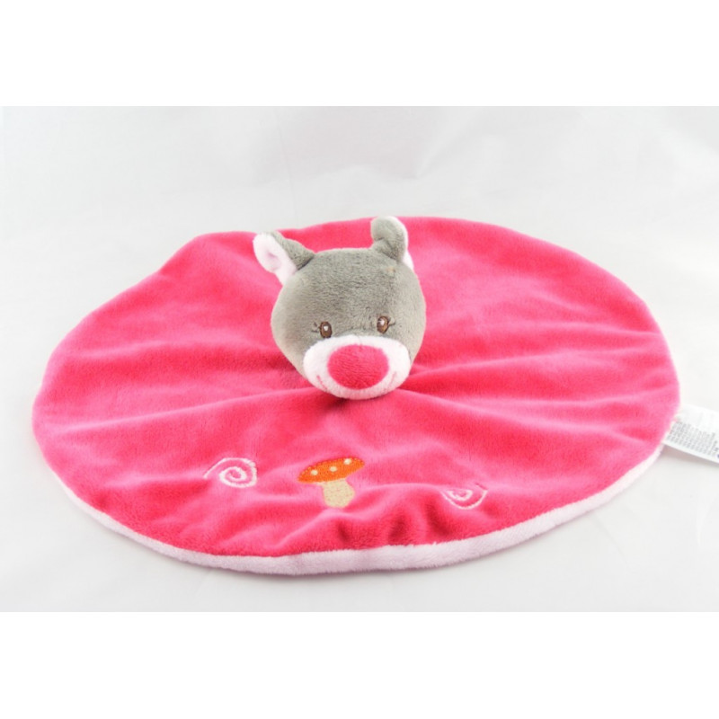 Doudou plat hippopotame rose vert orange chenille KIABI