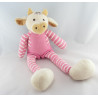 Doudou Vache Boule rayé rose Nounours