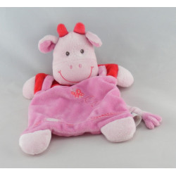 Doudou plat vache fushia rose fleurs VETIR 