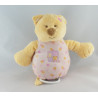 Doudou chat ours jaune rose fleurs AMTOYS BENGY