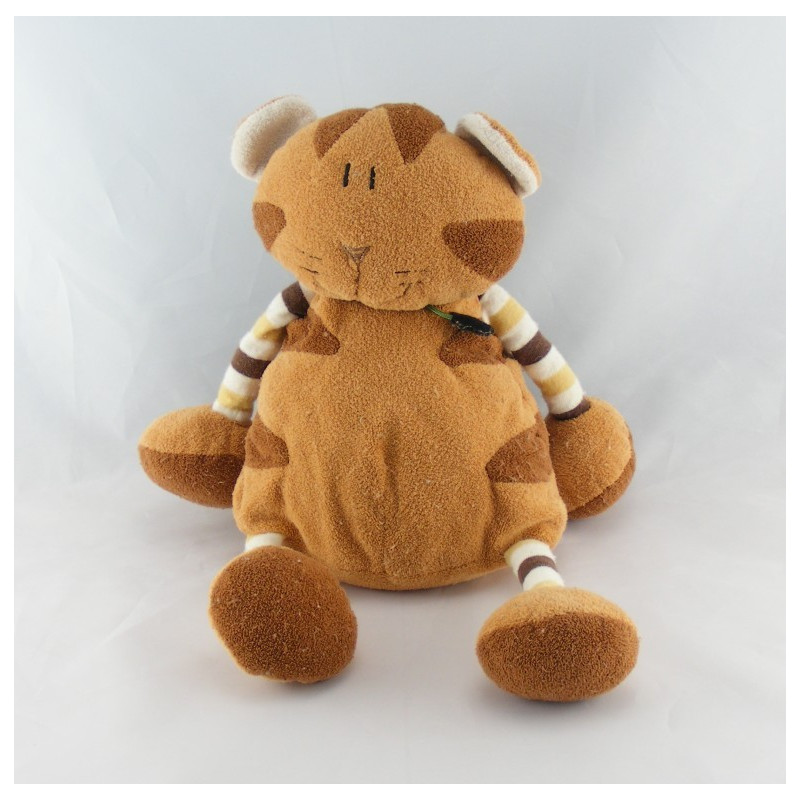 Doudou plat chat tigre marron CHARLY ET CIE