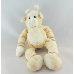 Doudou vache beige col blanc fleurs AJENA