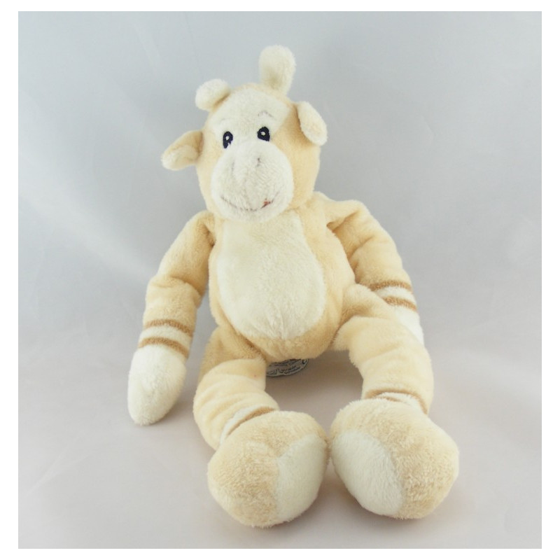 Doudou vache beige col blanc fleurs AJENA