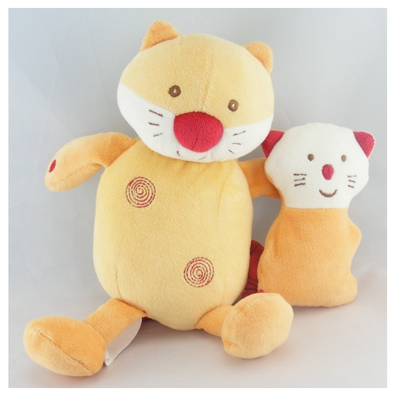 Doudou chat orange nez rouge SUCRE D'ORGE