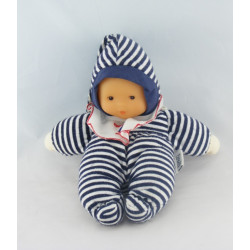 Doudou poupon bébé bleu marine col bateau COROLLE 