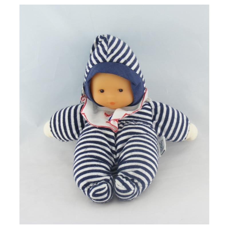 Doudou poupon bébé bleu marine col bateau COROLLE 