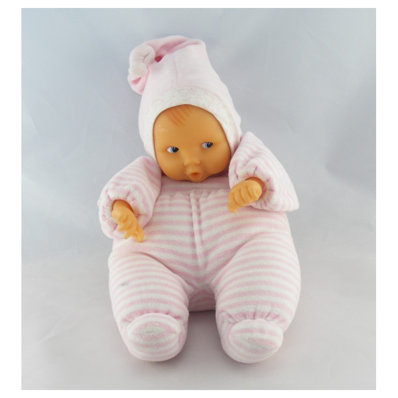Doudou bébé poupée Baby Pouce rayé rose COROLLE 2008