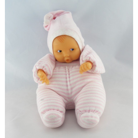 Doudou bébé poupée Baby Pouce rayé rose COROLLE 2008
