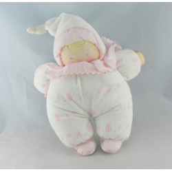 Doudou  poupée chiffon rose fleurs COROLLE 2007