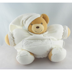 Doudou ours patapouf blanc feuilles brodées KALOO