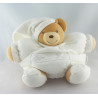 Doudou ours patapouf blanc feuilles brodées KALOO