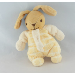 Doudou boule lapin carreaux jaune NOUNOURS