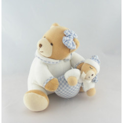 Doudou ours blanc vichy bleu KALOO 1998
