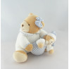 Doudou ours blanc vichy bleu KALOO 1998