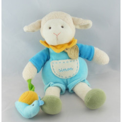 Doudou et compagnie Simon mouton bleu avec escargot