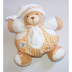 Doudou Ours bonne nuit vichy orange KALOO