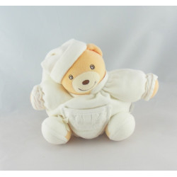 Doudou ours patapouf blanc feuilles brodées KALOO